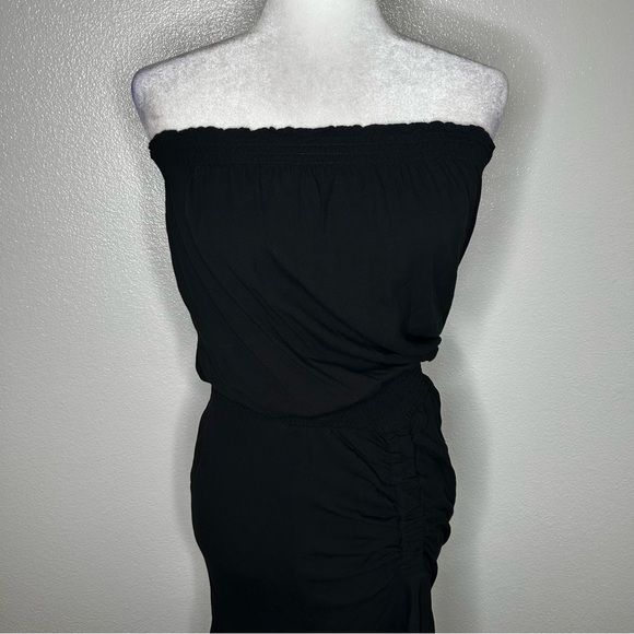 Young Fabulous & Broke Black Strapless Ruched Maxi Dress Front Slit Size M EUC - Picture 2 of 9